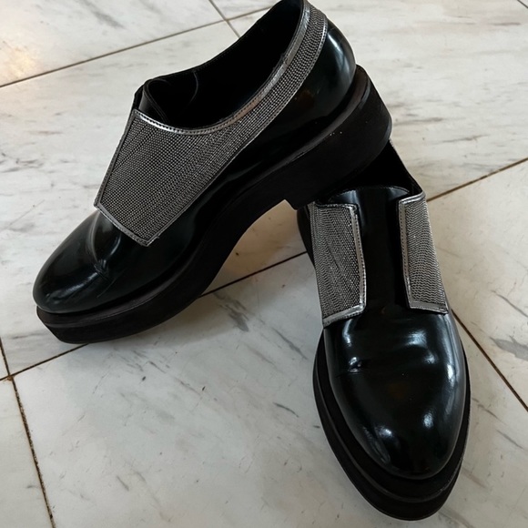 Brunello Cucinelli Patent Black and Chainmail Loafers - Picture 8 of 8